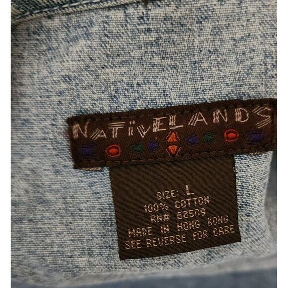 Vintage 80s Denim Vest Pockets Womens Size L Blue Zip Front - Picture 7 of 8